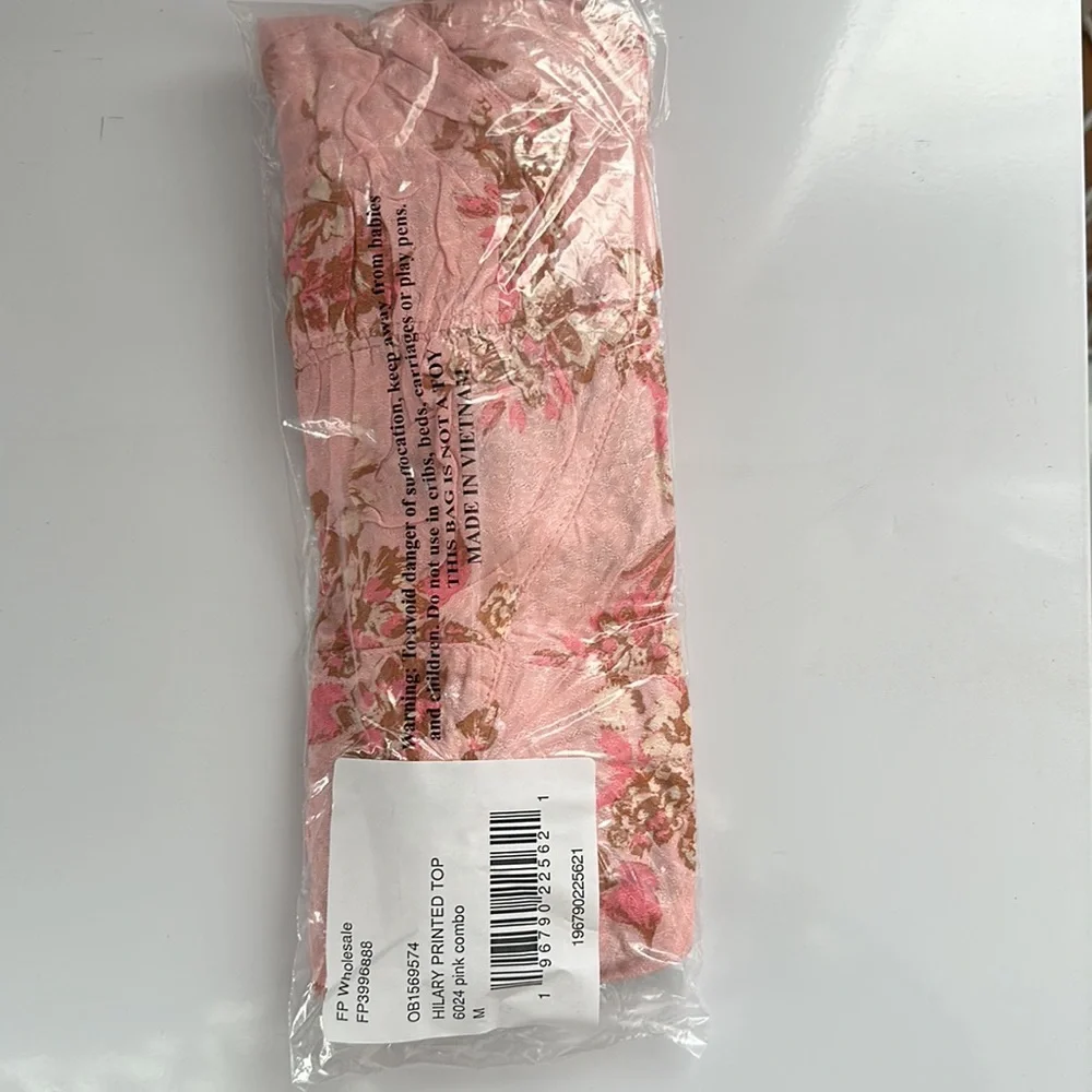 NWT! Free People Hilary Printed Top - Pink Combo - Size Large